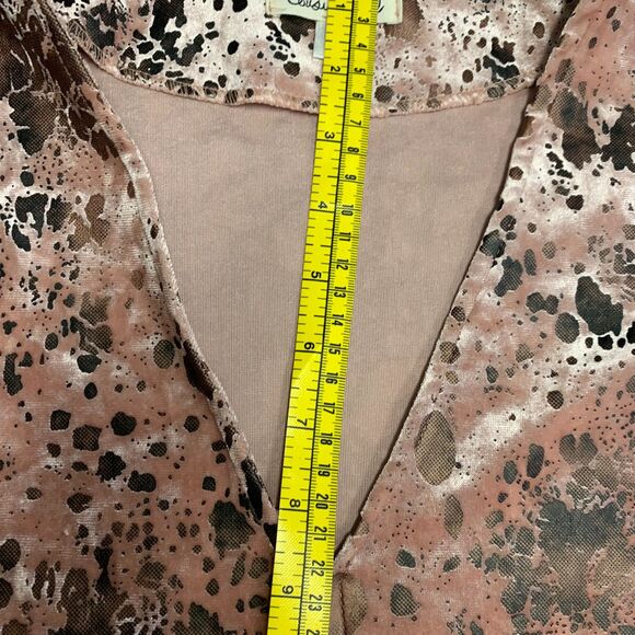 Cousin Earl Womens Shift Dress Deep Vneck Velvet Burnout Midi Short Antique Pink - Picture 8 of 10